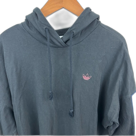 Adidas Originals Women's Oversized Black Pullover Hoodie Embroidered Sleeves - Picture 7 of 16